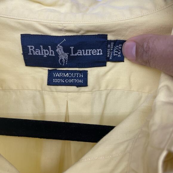 Ralph Lauren Size 17.5 Neck 34 / 35 Yellow Button Up Shirt Yarmouth 100% Cotton - Picture 3 of 4